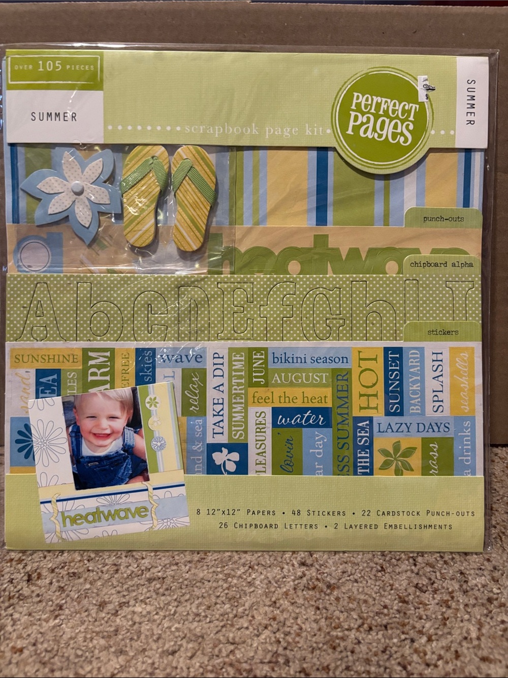NEW Summer Scrapbook Page Kit - Green & Blue